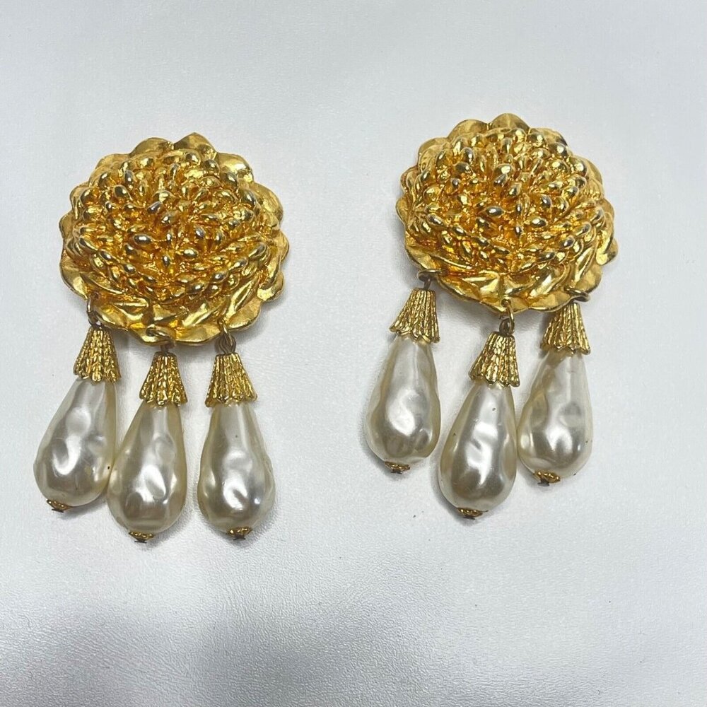 Craft Clip Earrings Designer Runway Massive Couture Sculptural Statement